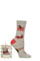 Women's 1 Pair Caroline Gardner Christmas Foliage Gift Boxed Cotton Socks - Grey Dogs