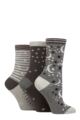 Ladies 3 Pair Charnos Moon and Stars Socks - Charcoal