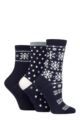 Ladies 3 Pair Charnos Snowflakes Socks - Navy