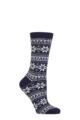 Ladies 1 Pair Charnos Cashmere Fairisle Socks - Navy