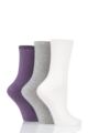 Ladies 3 Pair Charnos Comfort Top Sock - Winter White