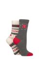 Women's 2 Pair Charnos Christmas Tree and Fairisle Socks - Grey