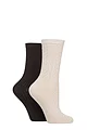 Women's 2 Pair Charnos Pelerine and Rib Socks - Black Mix