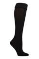 Ladies 1 Pair Charnos Turn Over Cuff Wool Boot Socks - Black