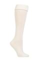Ladies 1 Pair Charnos Turn Over Cuff Wool Boot Socks - Cream