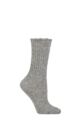 Ladies 1 Pair Charnos Rib Scallop Top Cosy Wool Socks - Grey