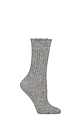 Women's 1 Pair Charnos Rib Scallop Top Cosy Wool Socks - Grey