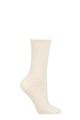 Ladies 1 Pair Charnos Rib Scallop Top Cosy Wool Socks - Cream