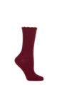 Ladies 1 Pair Charnos Rib Scallop Top Cosy Wool Socks - Wine