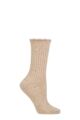 Ladies 1 Pair Charnos Rib Scallop Top Cosy Wool Socks - Beige