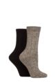 Ladies 2 Pair Charnos Cosy Bamboo Socks - Black / Beige