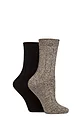 Women's 2 Pair Charnos Cosy Bamboo Socks - Black / Beige