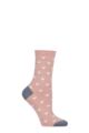 Ladies 1 Pair Charnos Mercerised Cotton Heart Scallop Top Socks - Blue Mix