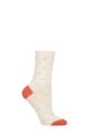 Ladies 1 Pair Charnos Mercerised Cotton Heart Scallop Top Socks - Coral Mix