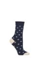 Ladies 1 Pair Charnos Mercerised Cotton Spot Roll Top Socks - Blue Mix