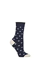 Women's 1 Pair Charnos Mercerised Cotton Spot Roll Top Socks - Blue Mix
