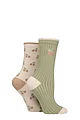 Women's 2 Pair Charnos Cherry Patterned Socks - Natural
