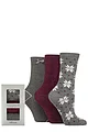 Women's 3 Pair Charnos Sparkle, Snowflake and Ribbed Gift Boxed Socks - Charcoal