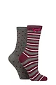 Women's 2 Pair Charnos Sparkle Stripe and Spot Socks - Charcoal