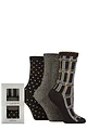 Women's 3 Pair Charnos Sparkle, Tartan and Spot Gift Boxed Socks - Black