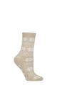 Women's 1 Pair Charnos Christmas Design Slipper Socks - Beige Fairisle