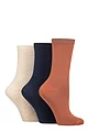 Women's 3 Pair Charnos Organic Cotton Ankle Socks - Rust