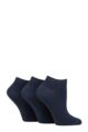 Ladies 3 Pair Charnos Organic Cotton Trainer Socks - Navy