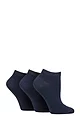 Women's 3 Pair Charnos Organic Cotton Trainer Socks - Navy