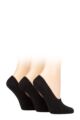 Ladies 3 Pair Charnos Organic Cotton Invisible Trainer Socks - Black