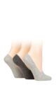 Ladies 3 Pair Charnos Organic Cotton Invisible Trainer Socks - Grey