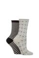 Ladies 2 Pair Charnos Organic Cotton Spot and Stripe Socks - Grey