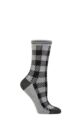 Ladies 1 Pair Charnos Bamboo Gingham Socks - Grey