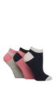 Ladies 3 Pair Charnos Organic Cotton Contrast Trainer Socks - Navy