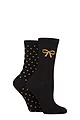 Women's 2 Pair Charnos Sparkle Spot and Bow Socks - Black
