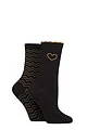 Women's 2 Pair Charnos Sparkle Chevron and Heart Socks - Black