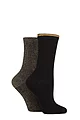 Women's 2 Pair Charnos All Over and Sparkle Top Socks - Black