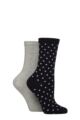 Women's 2 Pair Charnos All Over Sparkle and Spot Socks - Navy