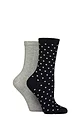 Women's 2 Pair Charnos All Over Sparkle and Spot Socks - Navy