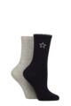 Women's 2 Pair Charnos Sparkle Stripe and Star Socks - Navy