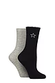 Women's 2 Pair Charnos Sparkle Stripe and Star Socks - Navy