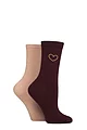 Women's 2 Pair Charnos Sparkle and Heart Socks - Blush