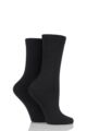 Ladies 2 Pair Charnos Cotton Modal Socks - Black