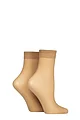 Women's 2 Pair Charnos 10 Denier Sheer Ankle Highs - Natural Tan