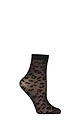 Women's 1 Pair Charnos Leopard Print Ankle Socks - Black