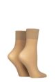 Ladies 2 Pair Charnos 15 Denier Trouserwear Ankle Highs - Champagne