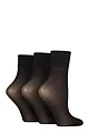 Women's 3 Pair Charnos 15 Denier Sheer Ankle Highs - Black