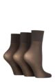 Ladies 3 Pair Charnos 15 Denier Sheer Ankle Highs - Barely Black