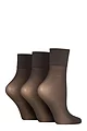 Women's 3 Pair Charnos 15 Denier Sheer Ankle Highs - Barely Black