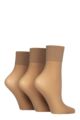 Ladies 3 Pair Charnos 15 Denier Sheer Ankle Highs - Sherry