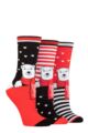 Ladies 3 Pair Coca Cola Polar Bear Cotton Socks - Black / White / Red